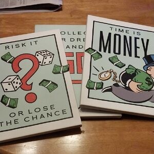 3pc Monopoly Art Canvas'